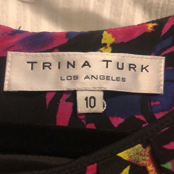 Trina Turk Silk Floral Wide Waist fitted Sz 10 R2 - Picture 4 of 5